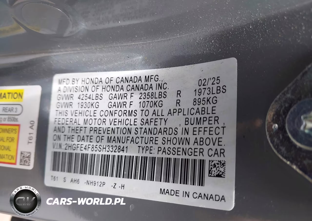 2025 Honda Civic Hybrid Sport-Sport Touring VIN:2HGFE4F85SH332841 - 9