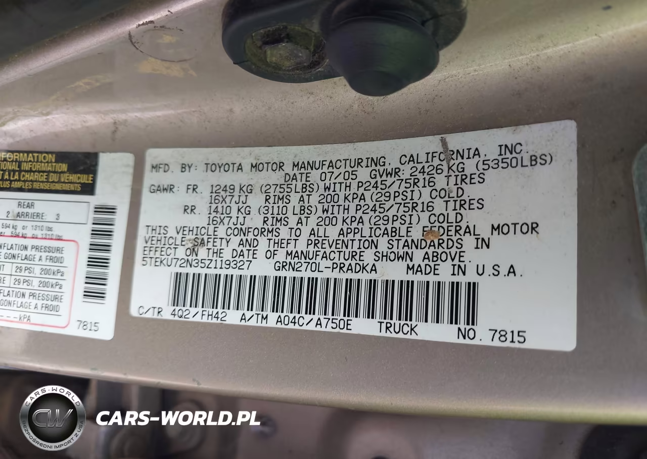 2005 Toyota Tacoma Prerunner V6 VIN:5TEKU72N35Z119327 - 9