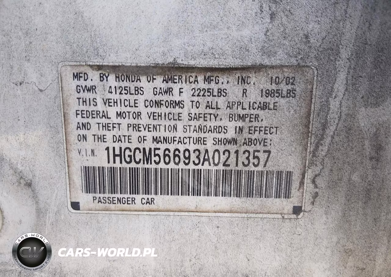 2003 Honda Accord 2.4 Ex VIN:1HGCM56693A021357 - 9