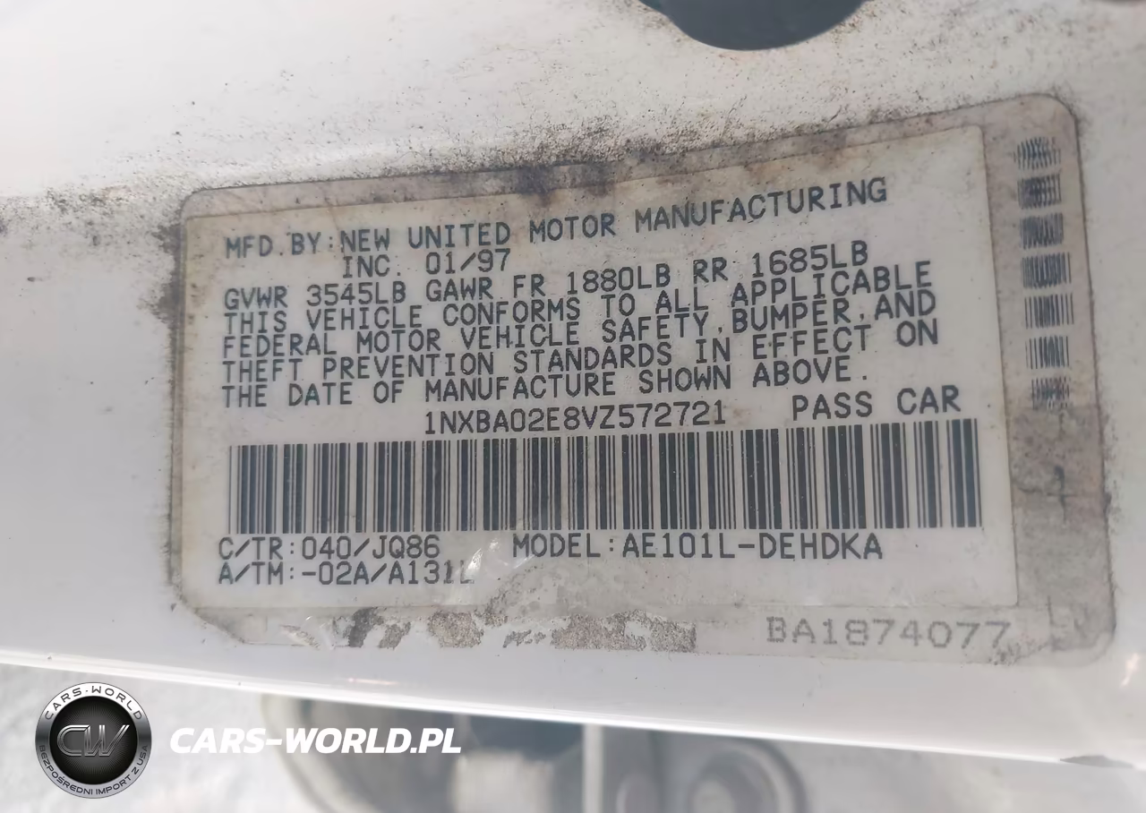 1997 Toyota Corolla Std VIN:1NXBA02E8VZ572721 - 9