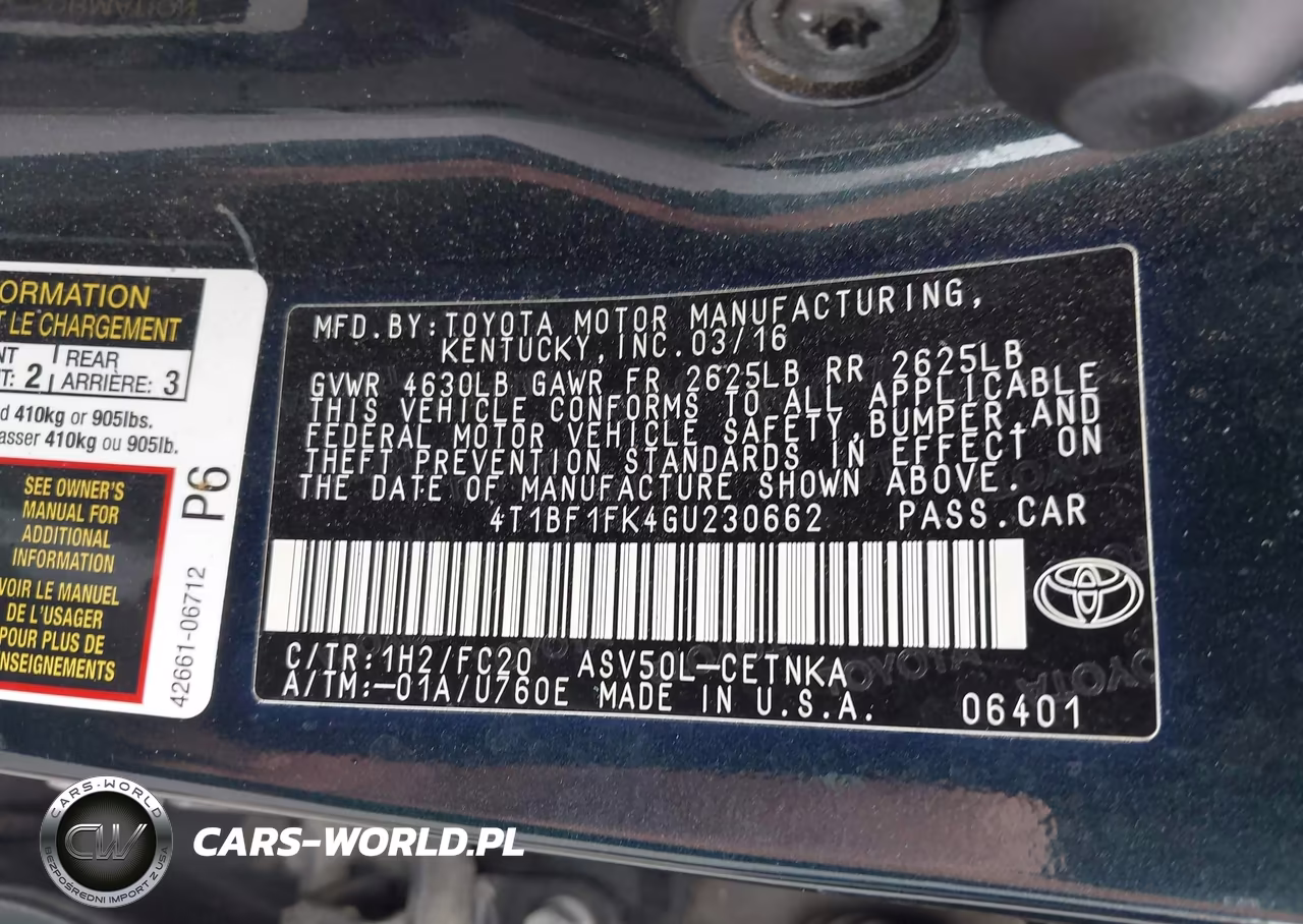 2016 Toyota Camry Le VIN:4T1BF1FK4GU230662 - 9