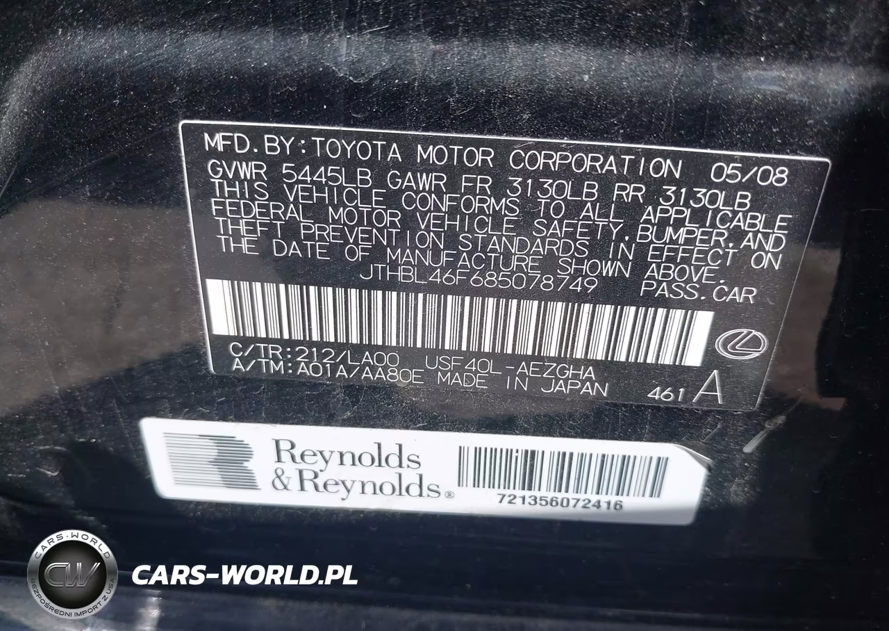 2008 Lexus Ls 460 VIN:JTHBL46F685078749 - 9