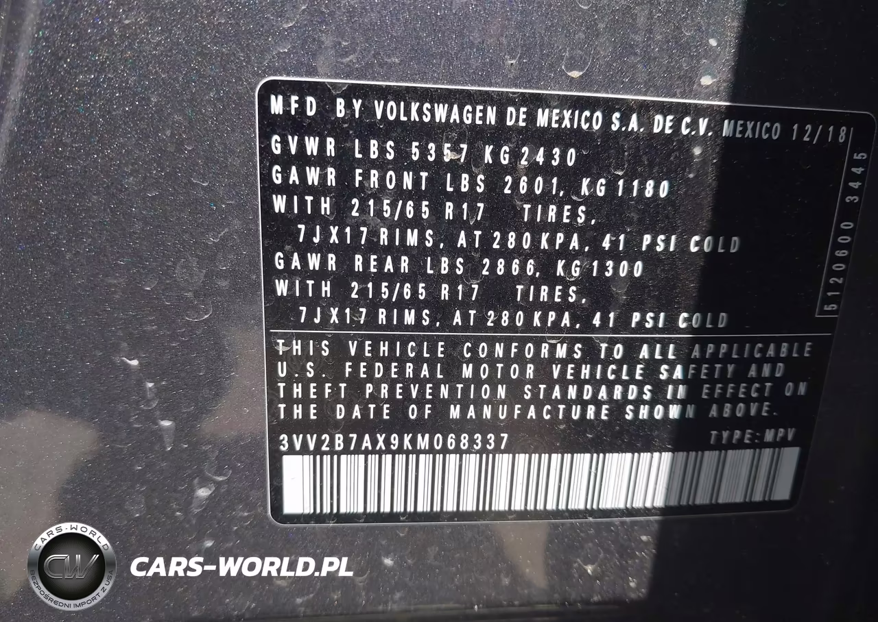 2019 Volkswagen Tiguan 2.0T Se-2.0T Sel-2.0T Sel R-Line-2.0T Sel R-Line Black VIN:3VV2B7AX9KM068337 - 9