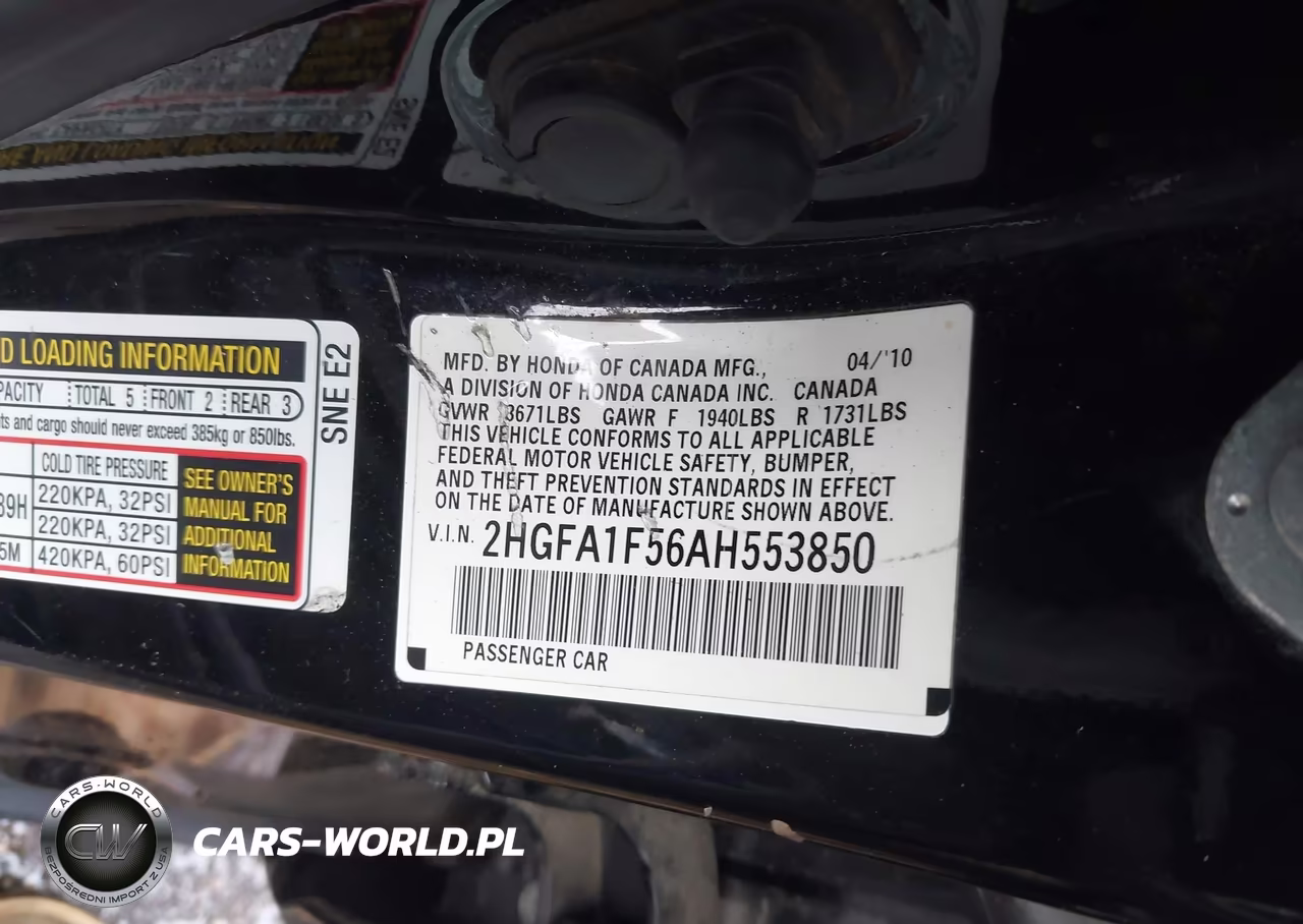 2010 Honda Civic Lx VIN:2HGFA1F56AH553850 - 9