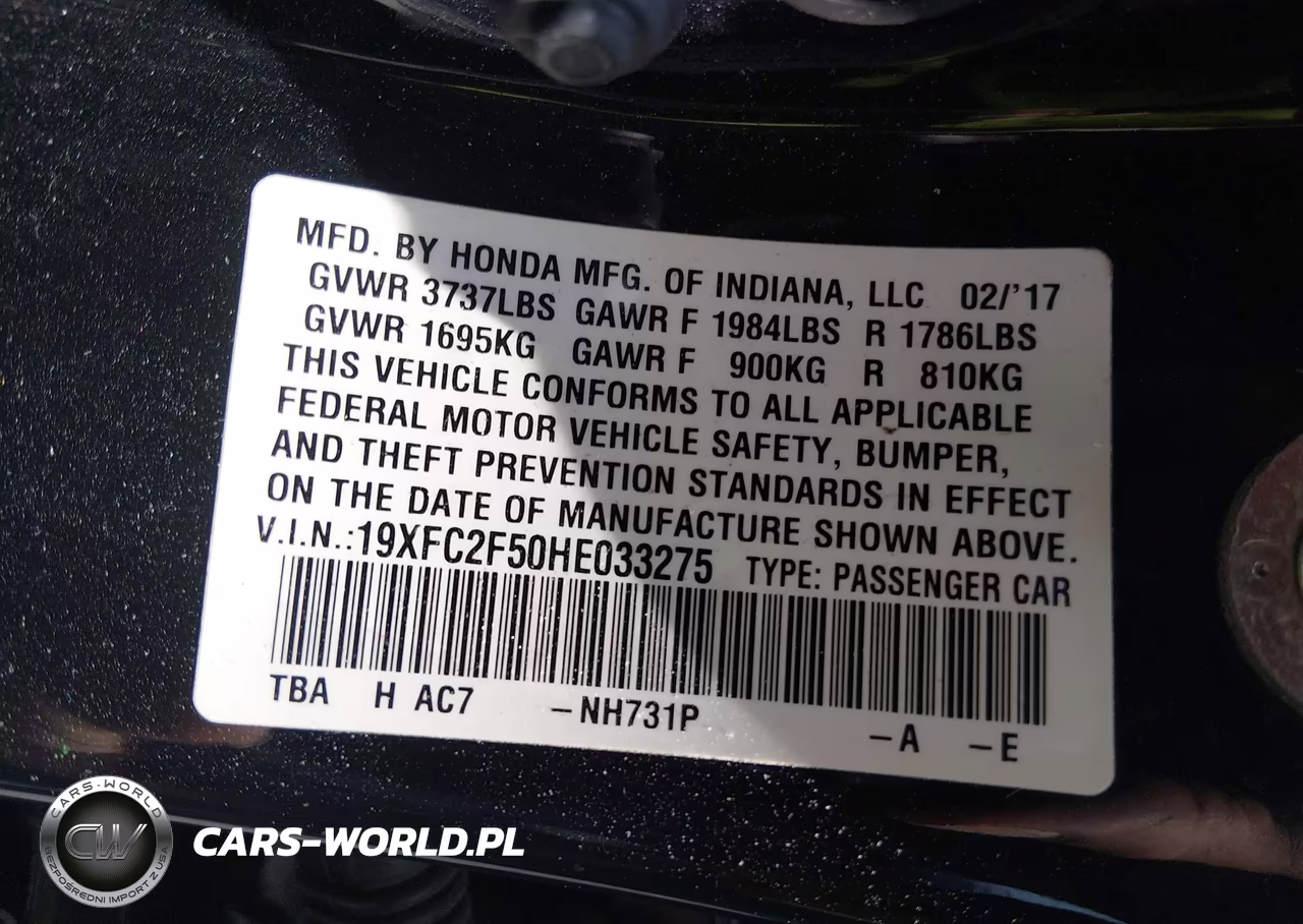 2017 Honda Civic Lx VIN:19XFC2F50HE033275 - 9