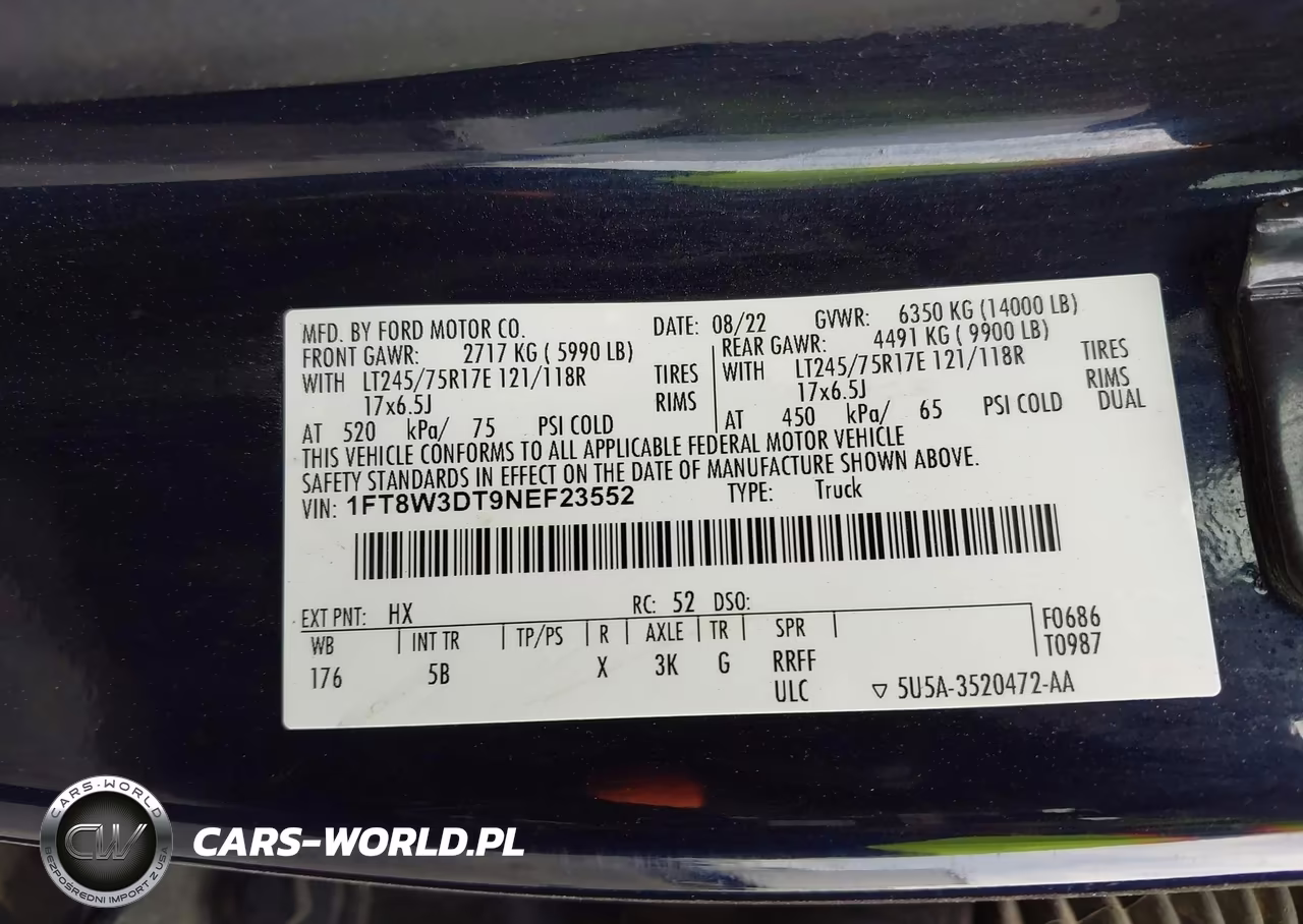 2022 Ford F350 VIN:1FT8W3DT9NEF23552 - 9
