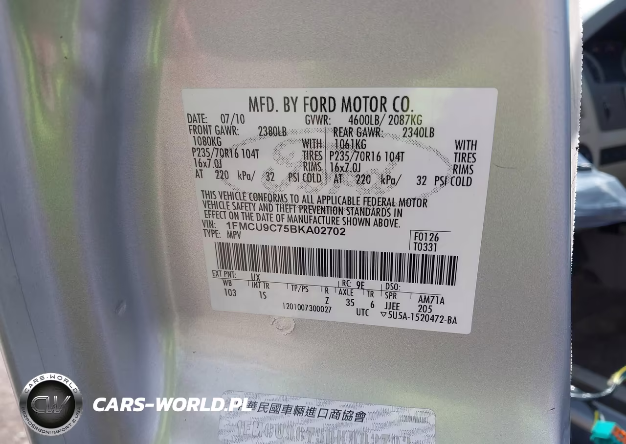 2011 Ford Escape Xls VIN:1FMCU9C75BKA02702 - 9