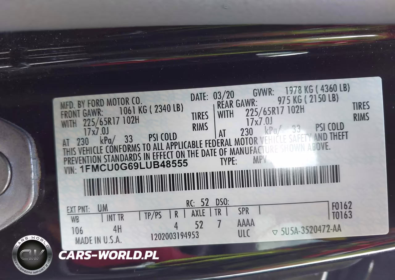 2020 Ford Escape Se VIN:1FMCU0G69LUB48555 - 9