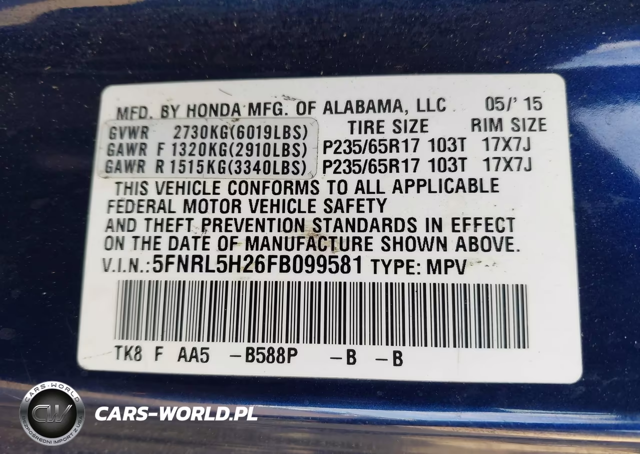 2015 Honda Odyssey Lx VIN:5FNRL5H26FB099581 - 9