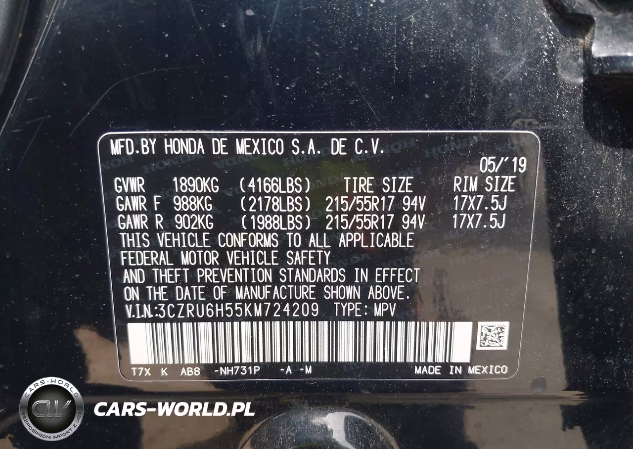 2019 Honda Hr-V Ex VIN:3CZRU6H55KM724209 - 9