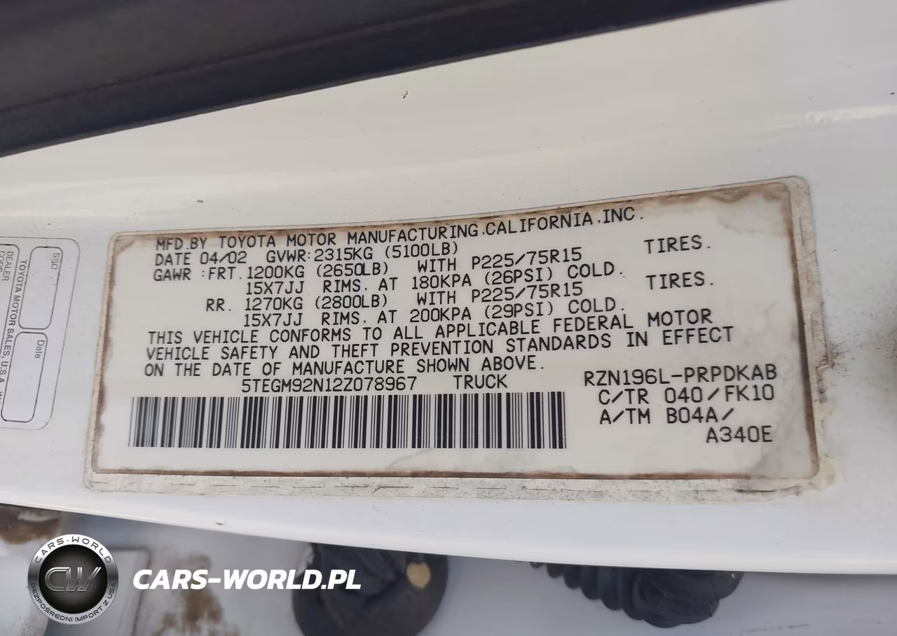 2002 Toyota Tacoma Prerunner VIN:5TEGM92N12Z078967 - 9