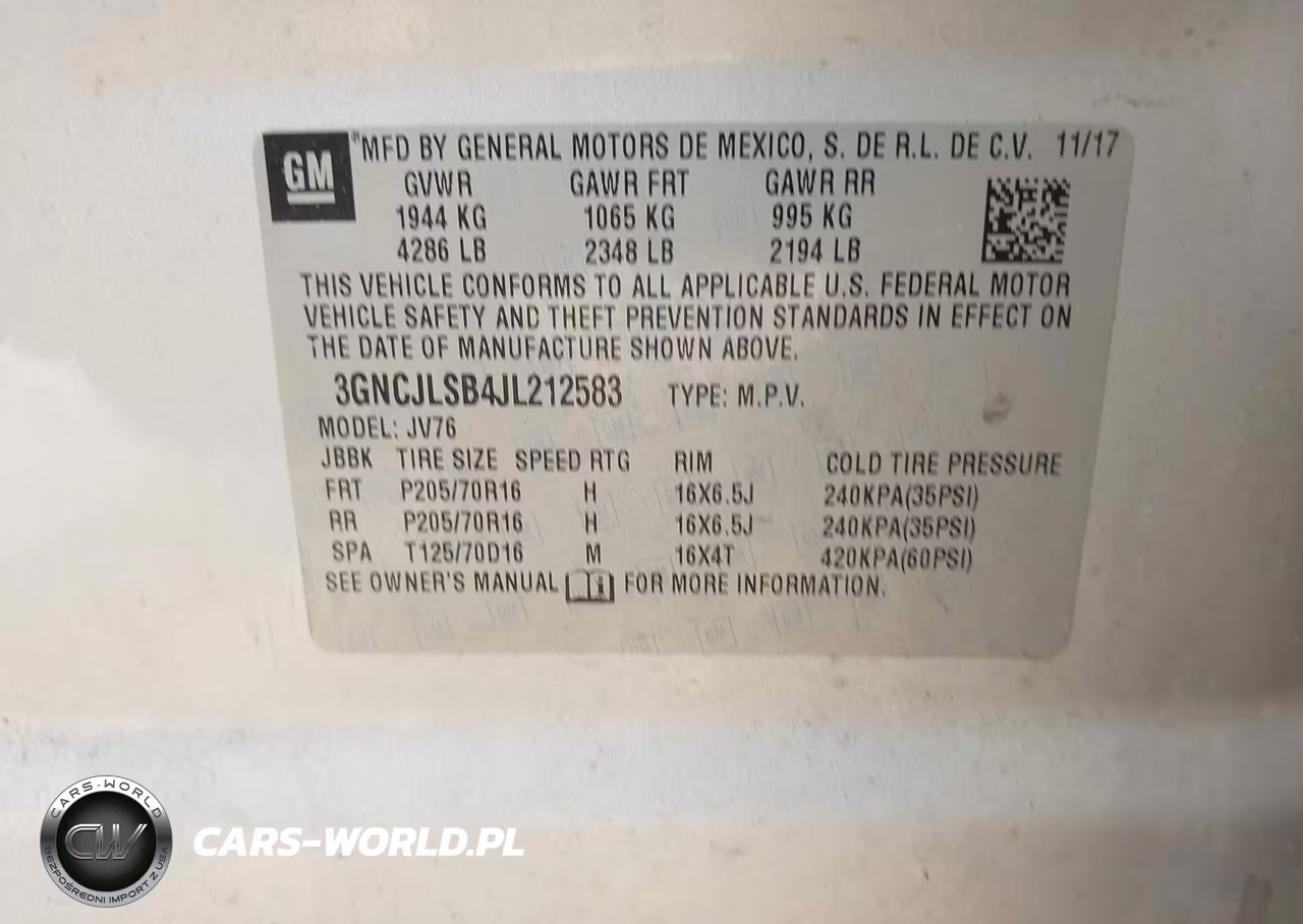 2018 Chevrolet Trax Lt VIN:3GNCJLSB4JL212583 - 9