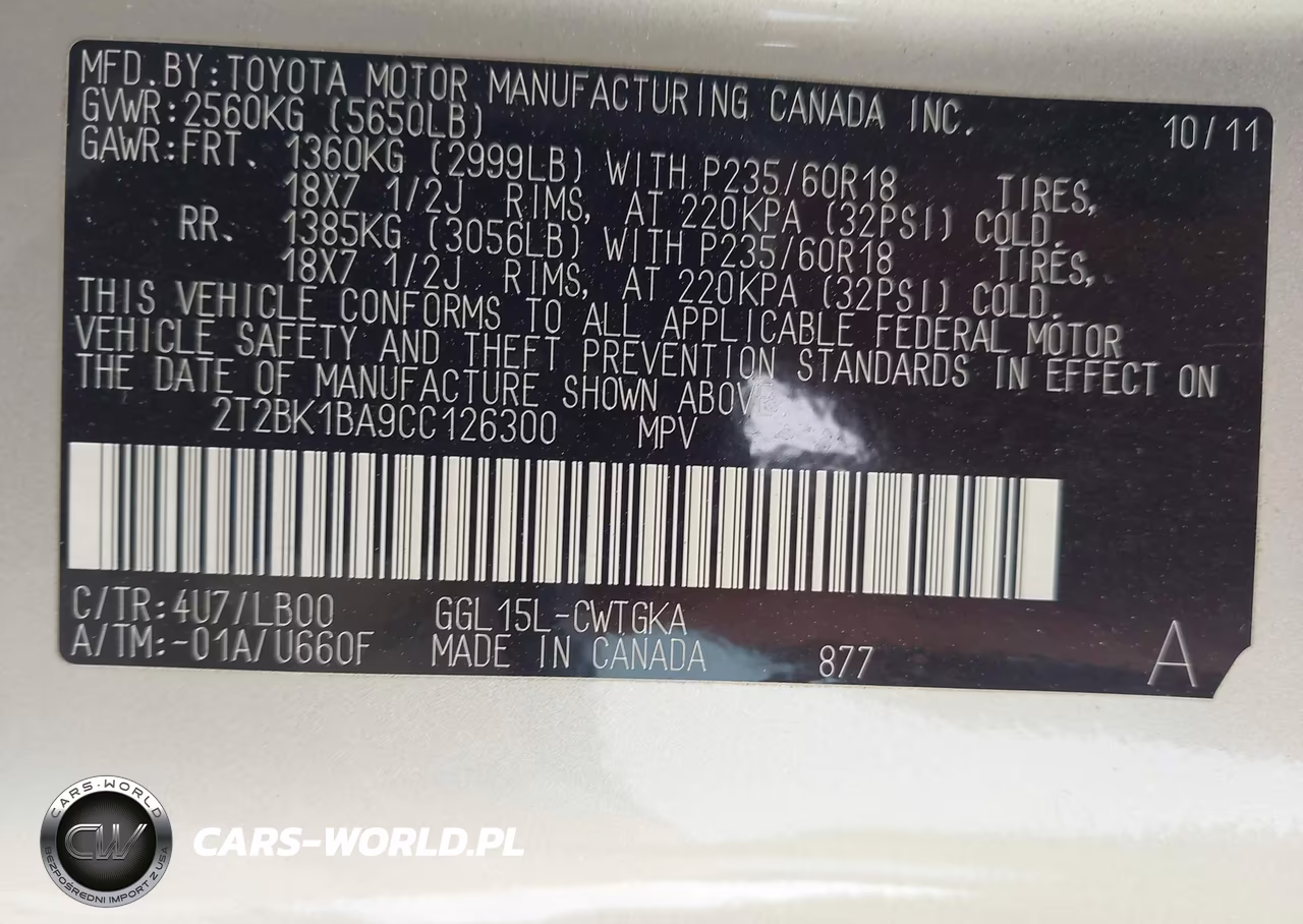 2012 Lexus Rx 350 VIN:2T2BK1BA9CC126300 - 9