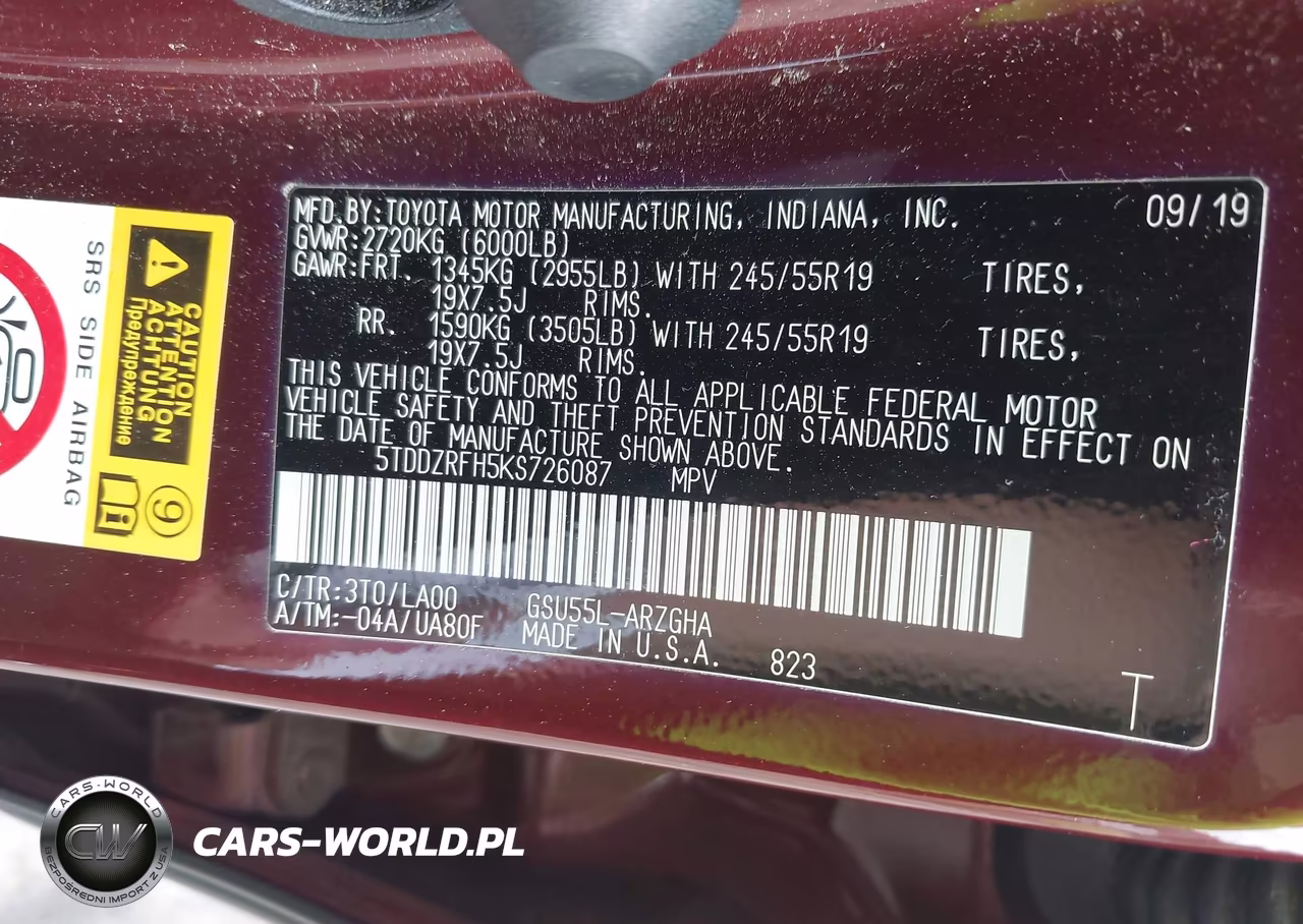 2019 Toyota Highlander Limited Platinum VIN:5TDDZRFH5KS726087 - 9
