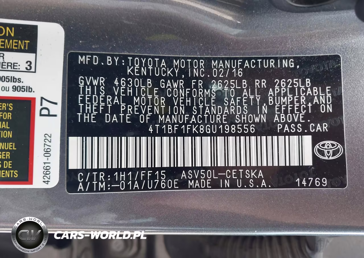 2016 Toyota Camry Se VIN:4T1BF1FK8GU198556 - 9