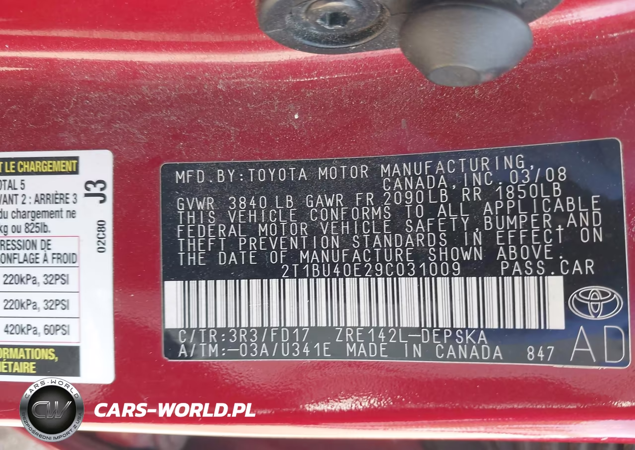 2009 Toyota Corolla S VIN:2T1BU40E29C031009 - 9