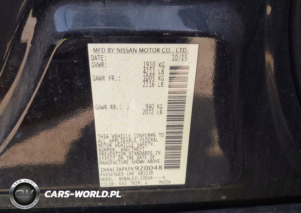 2015 Nissan Altima 2.5 S VIN:1N4AL3APXFN920048 - 9