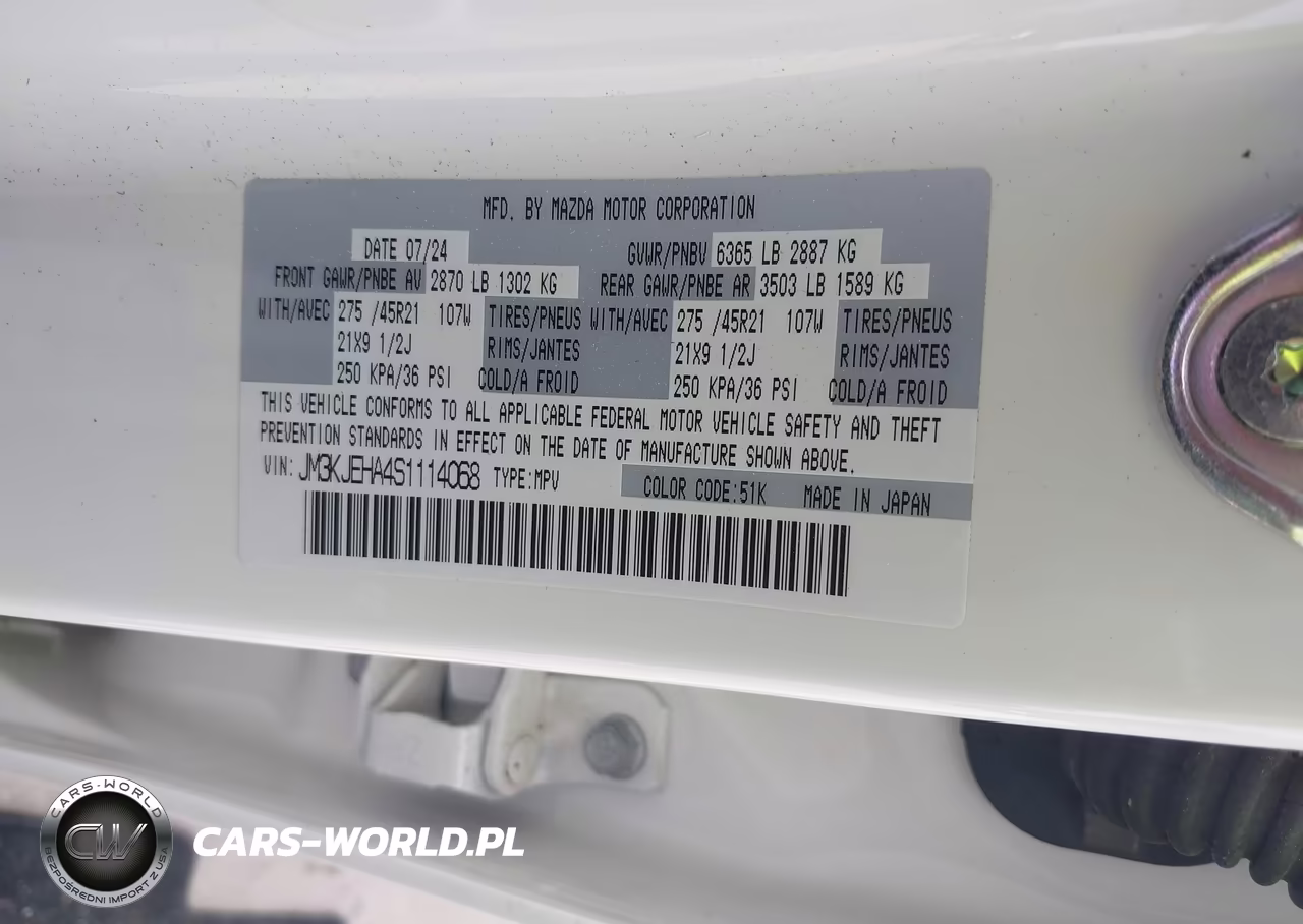 2025 Mazda Cx-70 Phev Premium Plus Package VIN:JM3KJEHA4S1114068 - 9