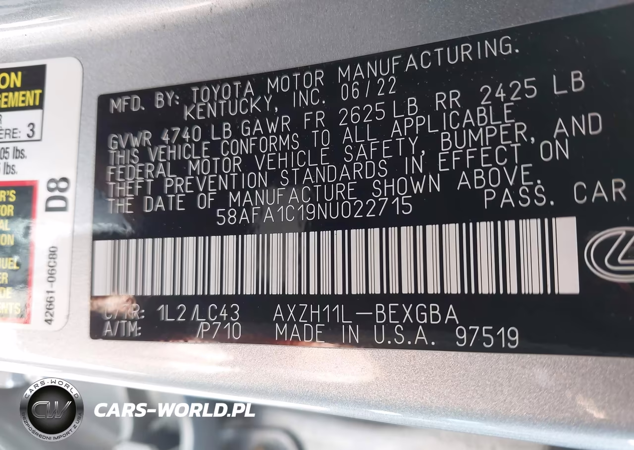 2022 Lexus Es 300H Ultra Luxury VIN:58AFA1C19NU022715 - 9