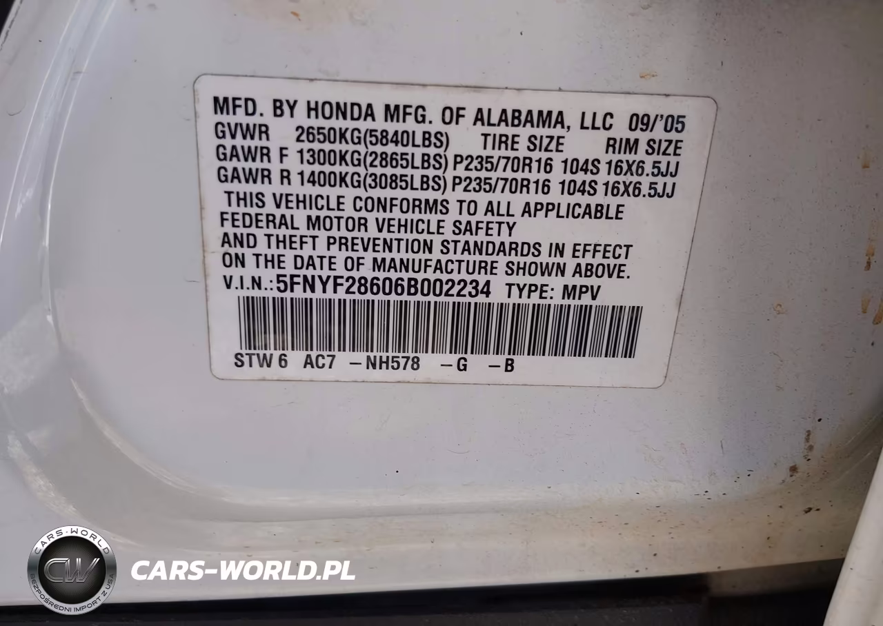 2006 Honda Pilot Ex-L VIN:5FNYF28606B002234 - 9