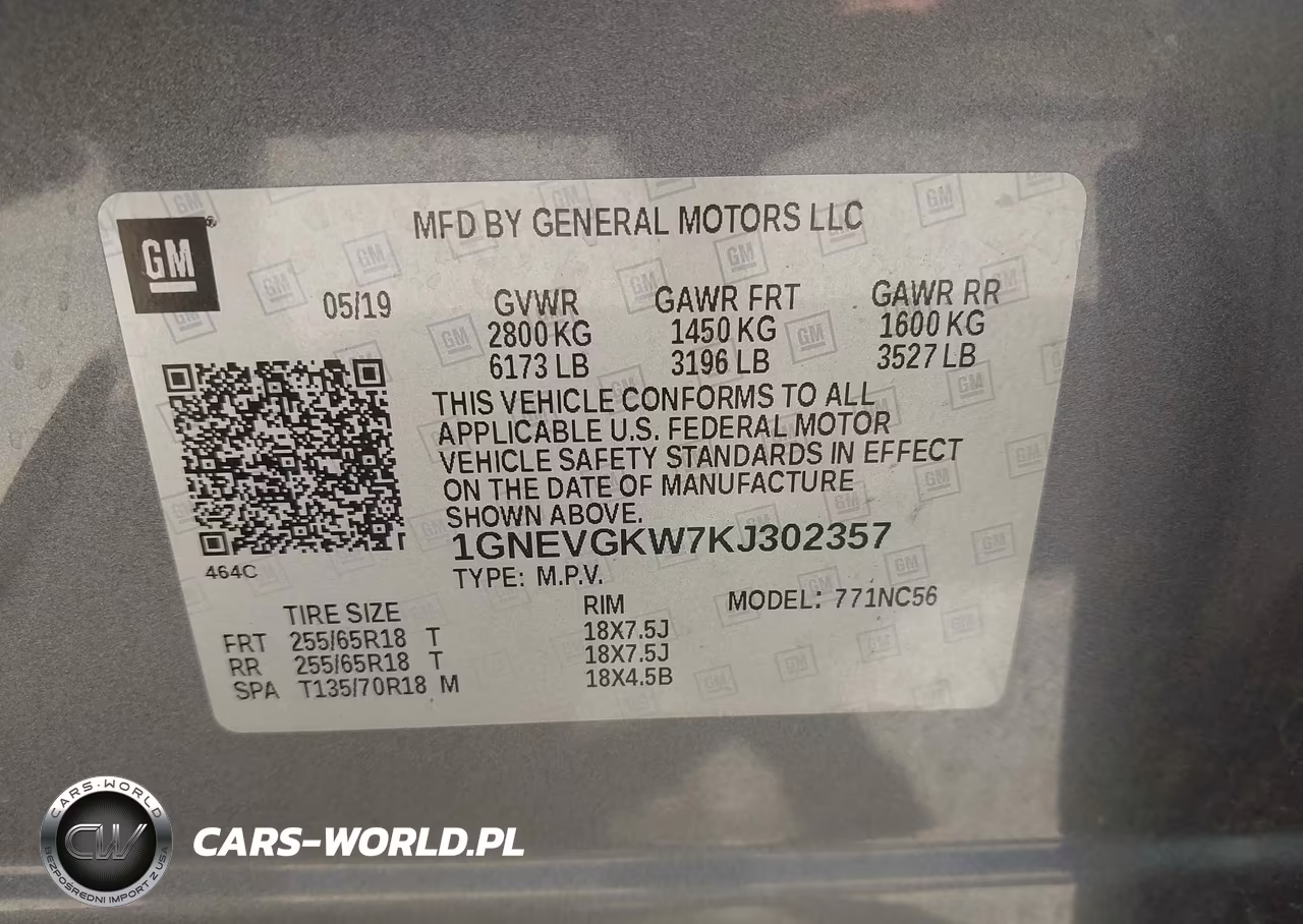 2019 Chevrolet Traverse 1Lt VIN:1GNEVGKW7KJ302357 - 9