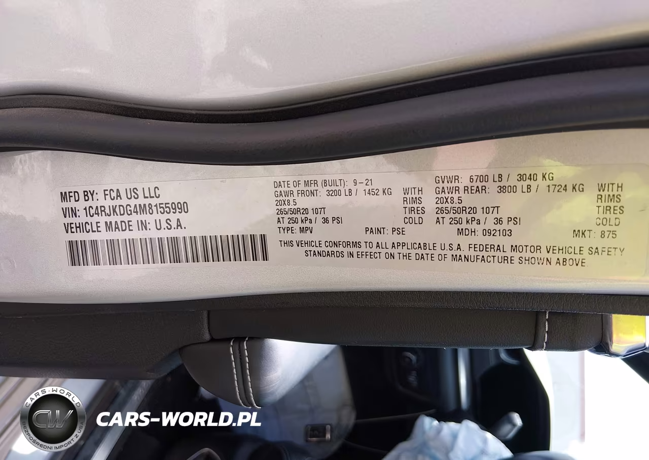 2021 Jeep Grand Cherokee L Overland 4X4 VIN:1C4RJKDG4M8155990 - 9