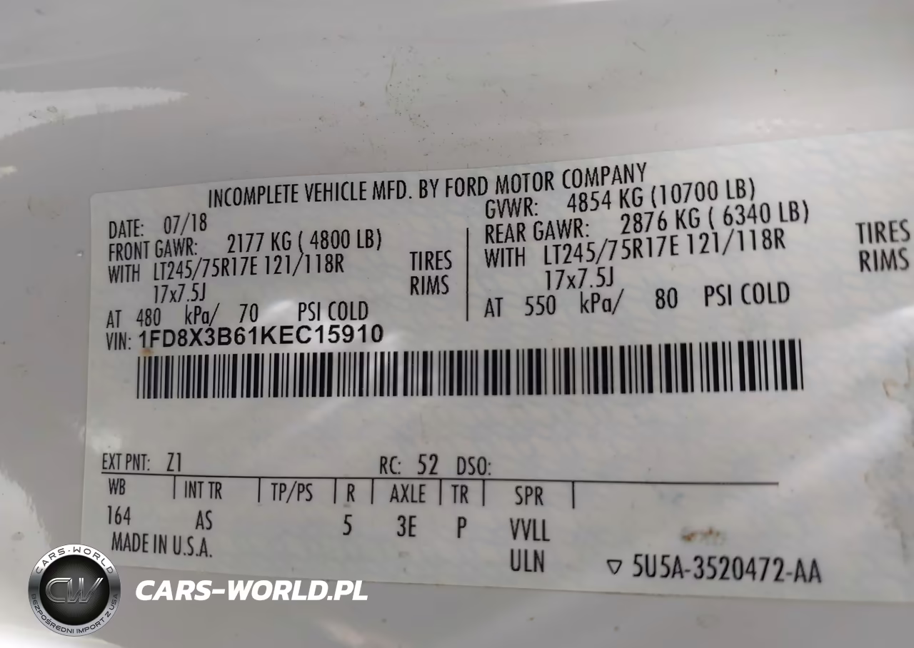 2019 Ford F-350 Xl VIN:1FD8X3B61KEC15910 - 9