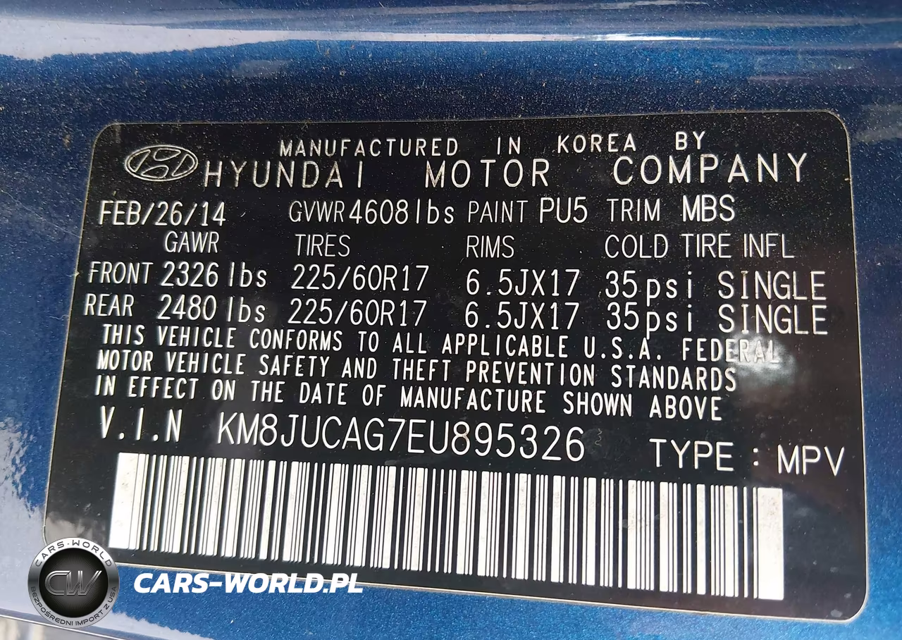 2014 Hyundai Tucson Se VIN:KM8JUCAG7EU895326 - 9
