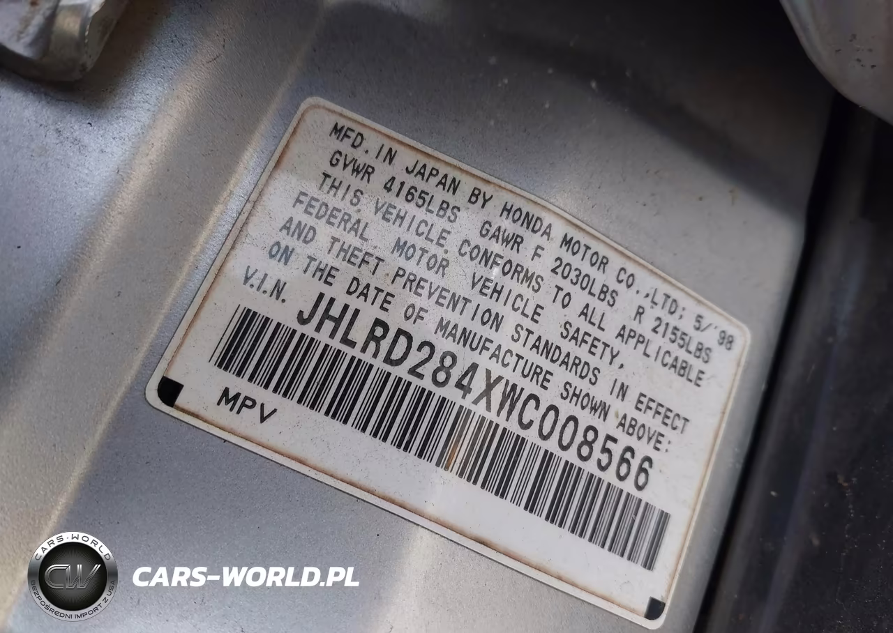 1998 Honda Cr-V Lx VIN:JHLRD284XWC008566 - 9