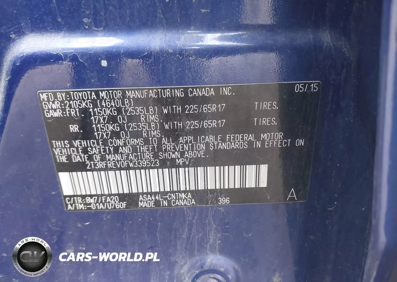 2015 Toyota Rav4 Xle VIN:2T3RFREV0FW339523 - 9
