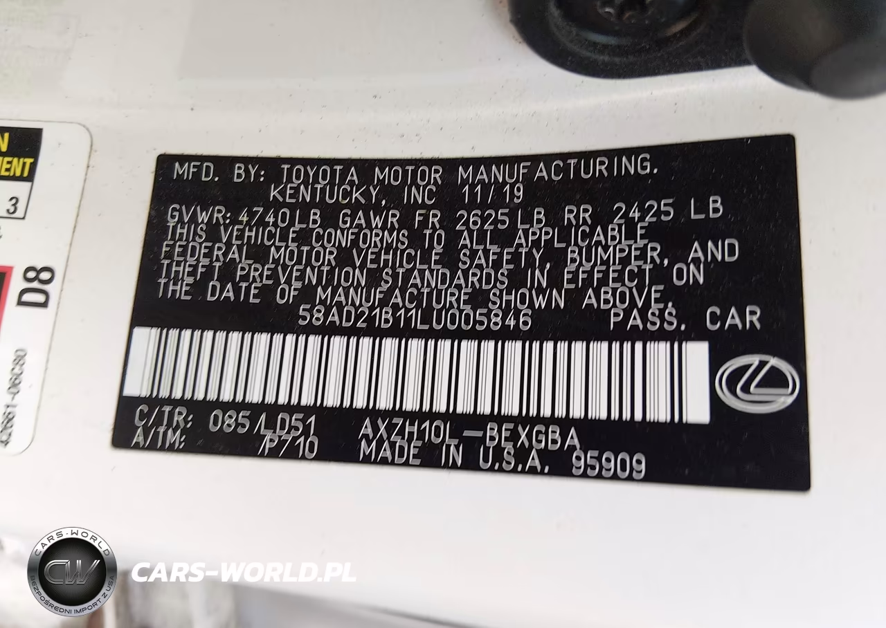 2020 Lexus Es 300H VIN:58AD21B11LU005846 - 9