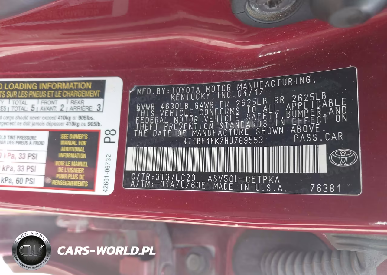 2017 Toyota Camry Xse VIN:4T1BF1FK7HU769553 - 9
