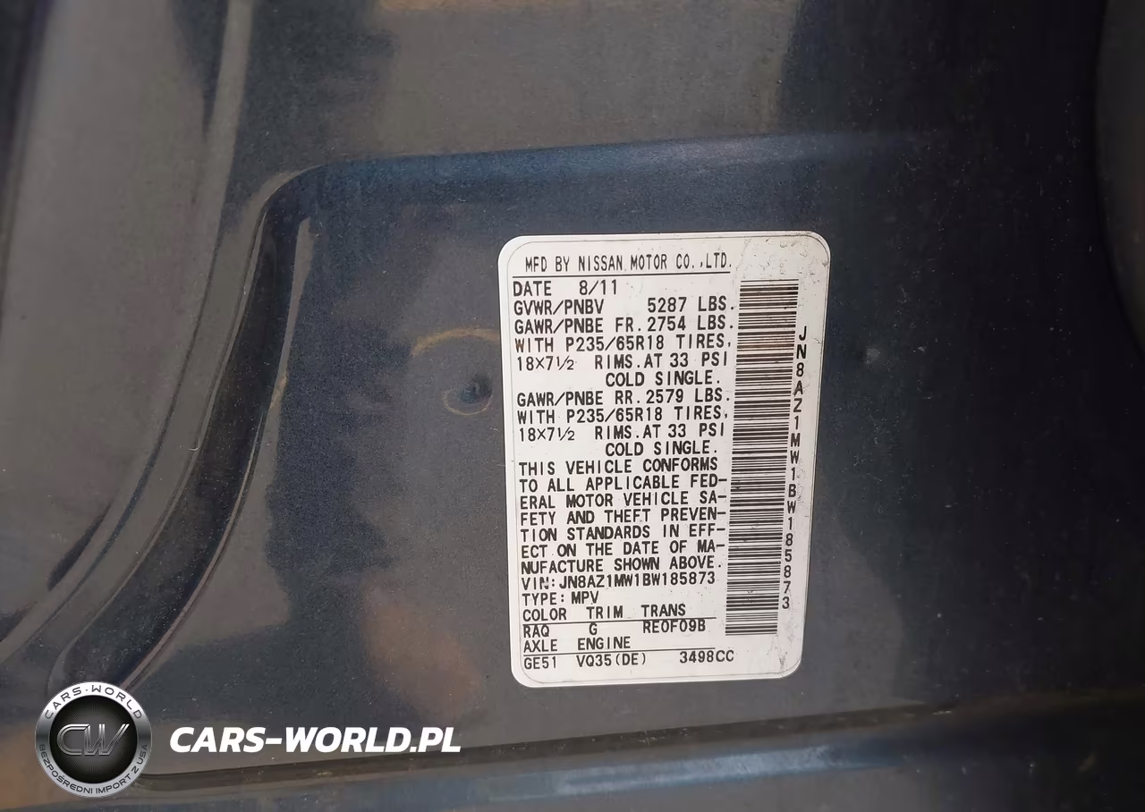 2011 Nissan Murano S VIN:JN8AZ1MW1BW185873 - 9