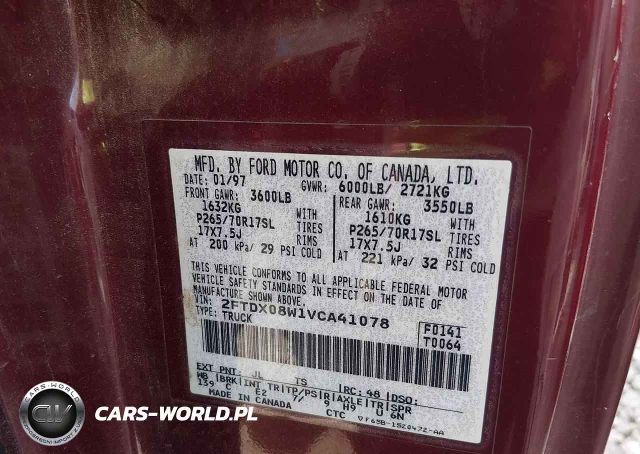 1997 Ford F-150 Lariat-Xl-Xlt VIN:2FTDX08W1VCA41078 - 9