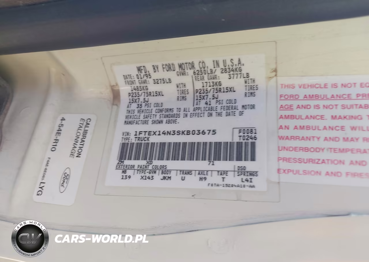 1995 Ford F150 VIN:1FTEX14N3SKB03675 - 9
