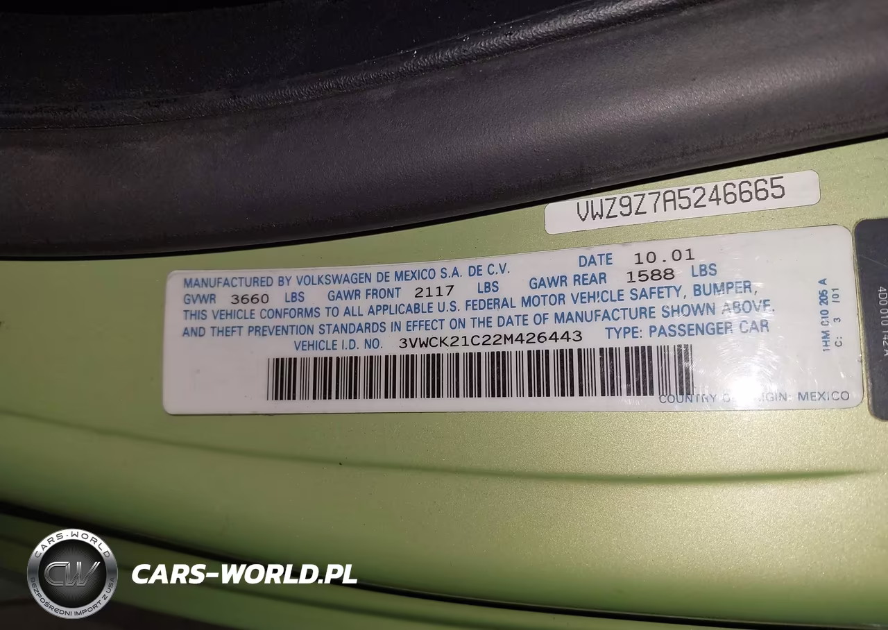 2002 Volkswagen New Beetle Gls VIN:3VWCK21C22M426443 - 9