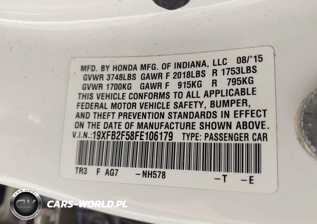 2015 Honda Civic Lx VIN:19XFB2F58FE106179 - 9