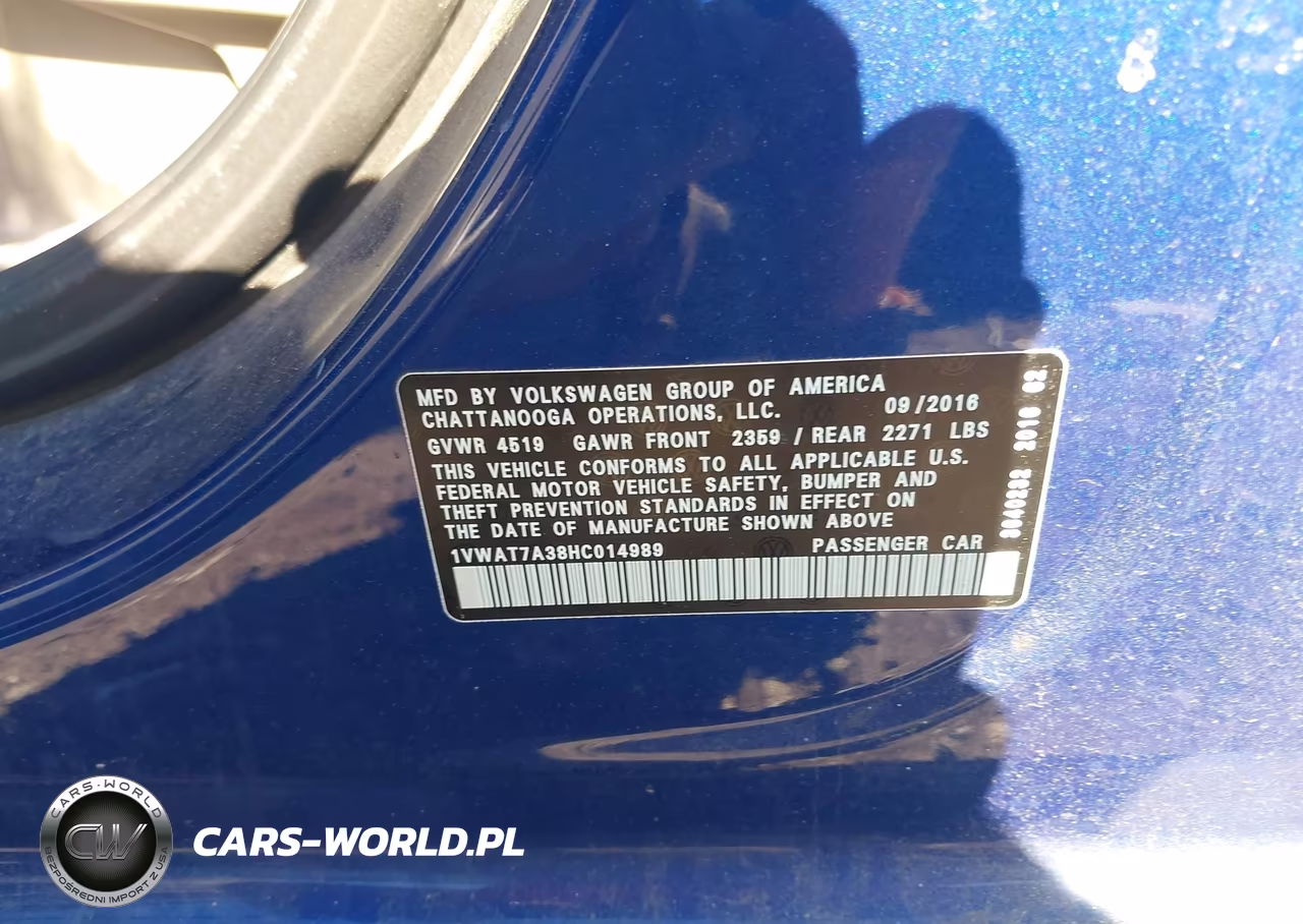 2017 Volkswagen Passat 1.8T S VIN:1VWAT7A38HC014989 - 9
