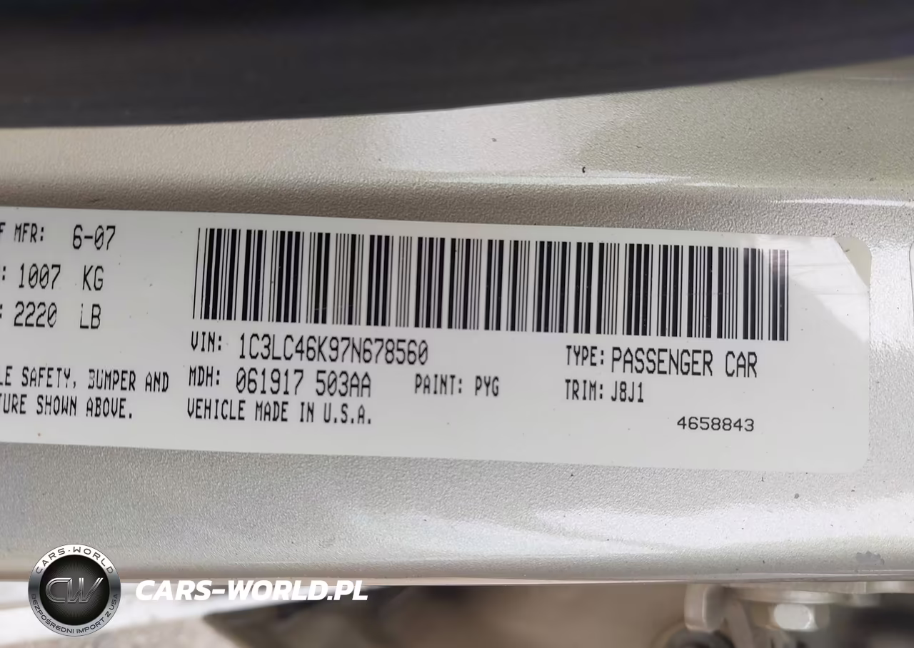 2007 Chrysler Sebring VIN:1C3LC46K97N678560 - 9