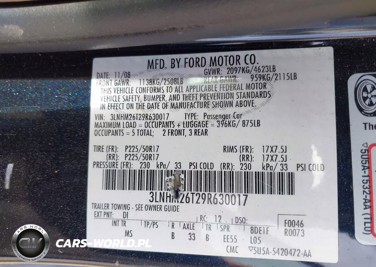 2009 Lincoln Mkz VIN:3LNHM26T29R630017 - 9