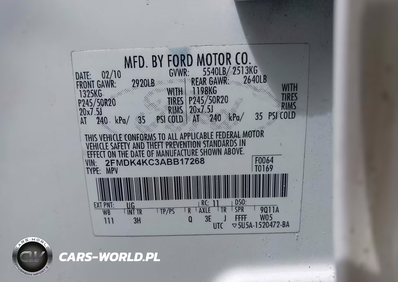 2010 Ford Edge Limited VIN:2FMDK4KC3ABB17268 - 9