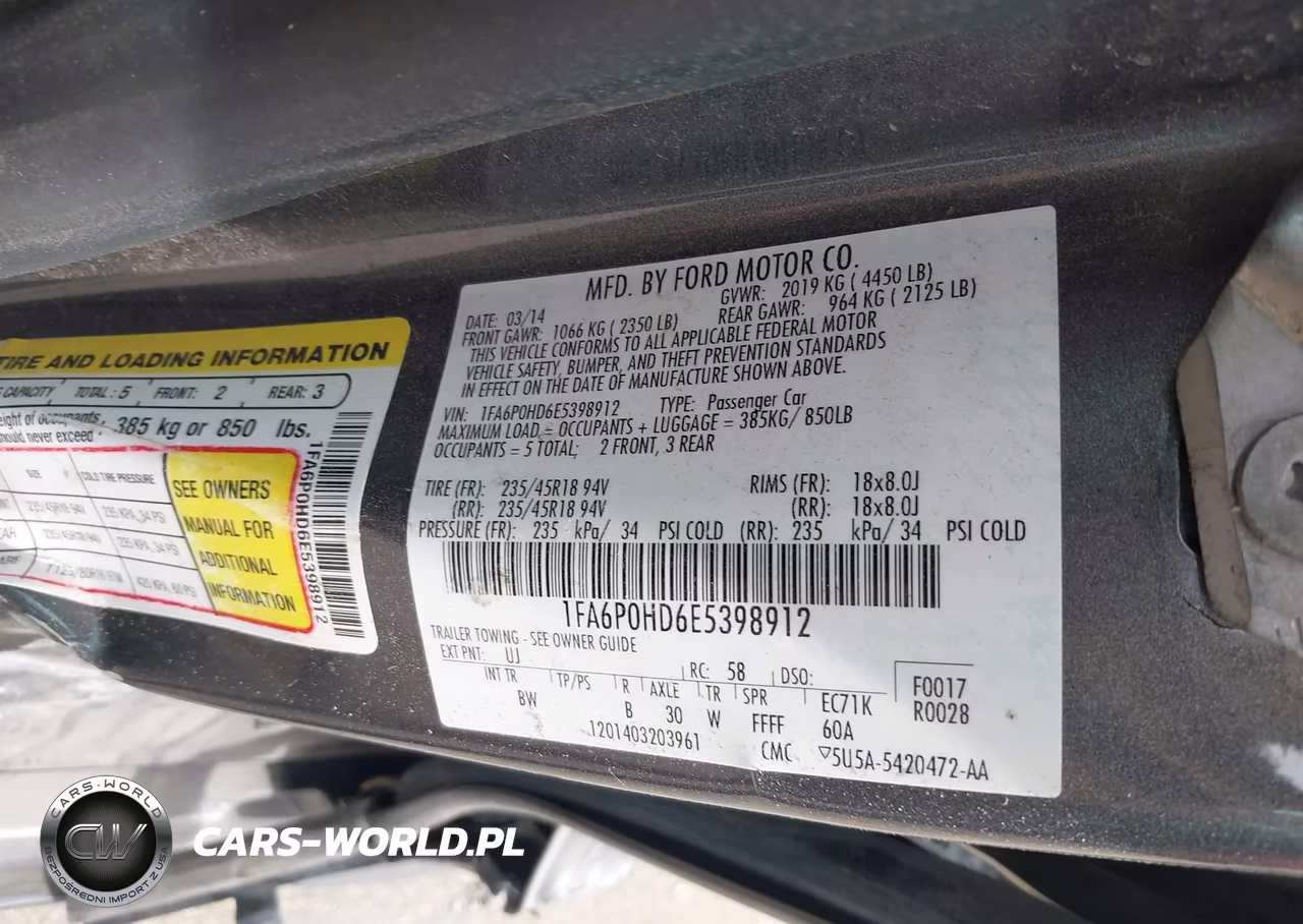 2014 Ford Fusion Se VIN:1FA6P0HD6E5398912 - 9