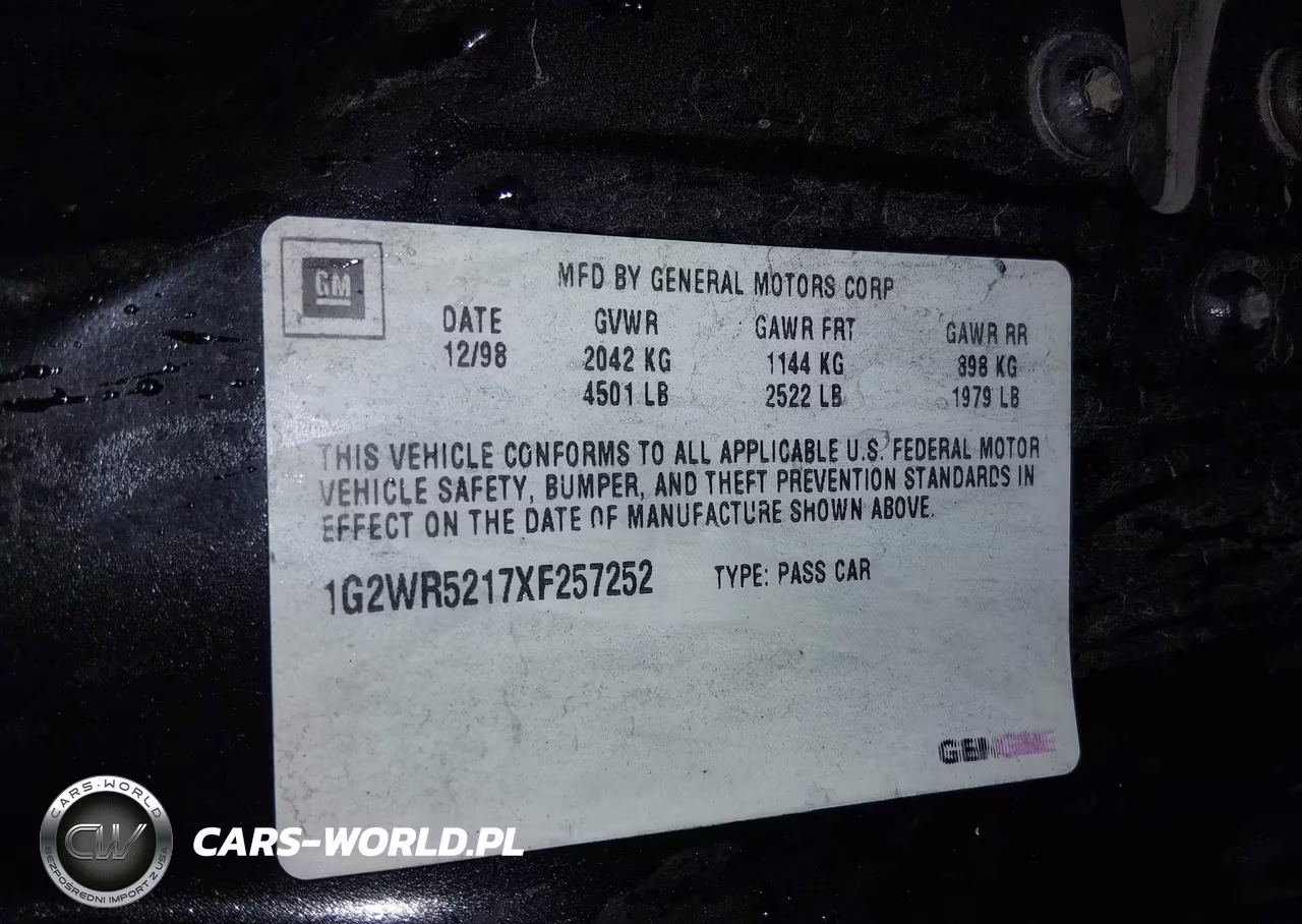 1999 Pontiac Grand Prix Gtp VIN:1G2WR5217XF257252 - 9
