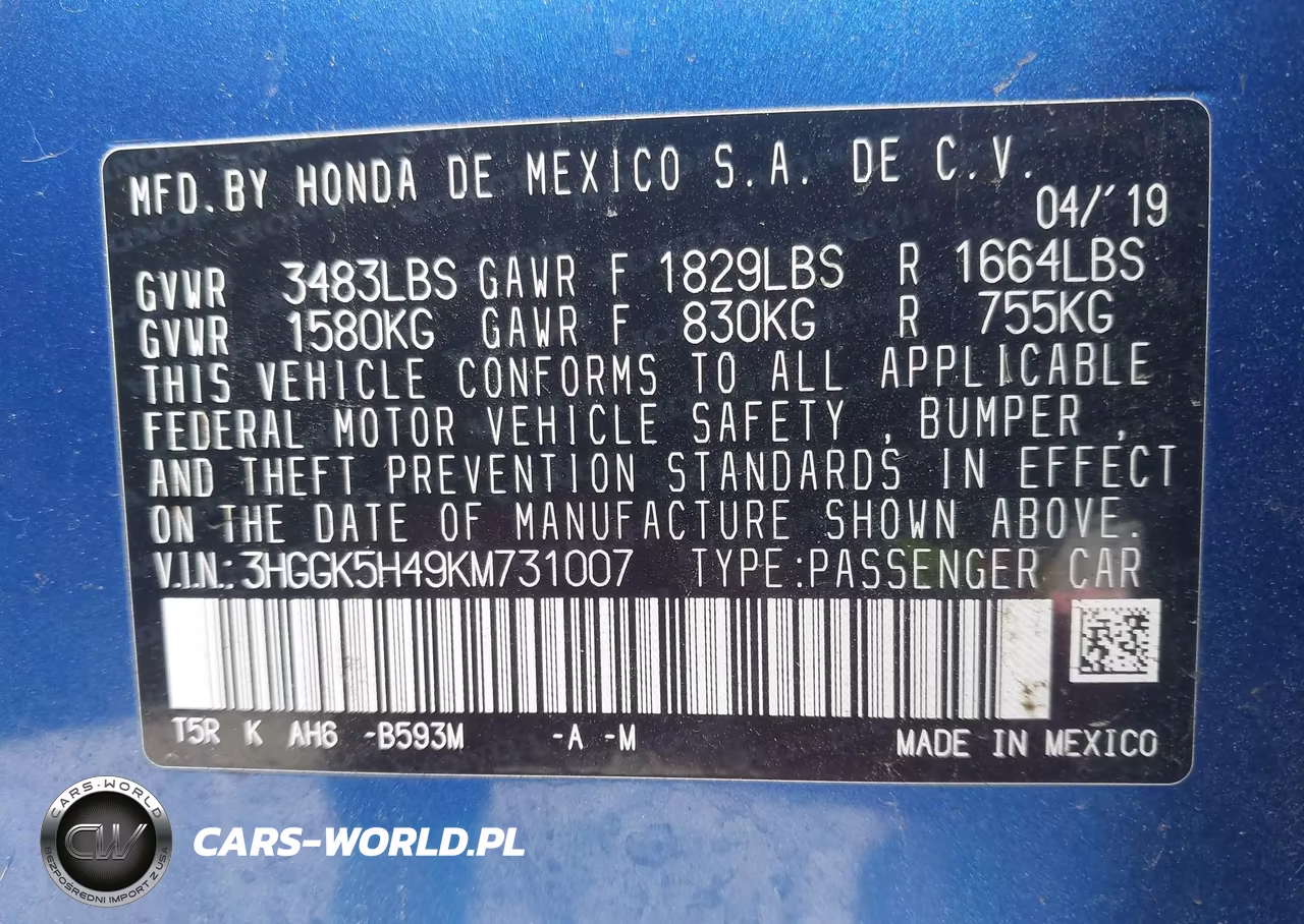 2019 Honda Fit Lx VIN:3HGGK5H49KM731007 - 9
