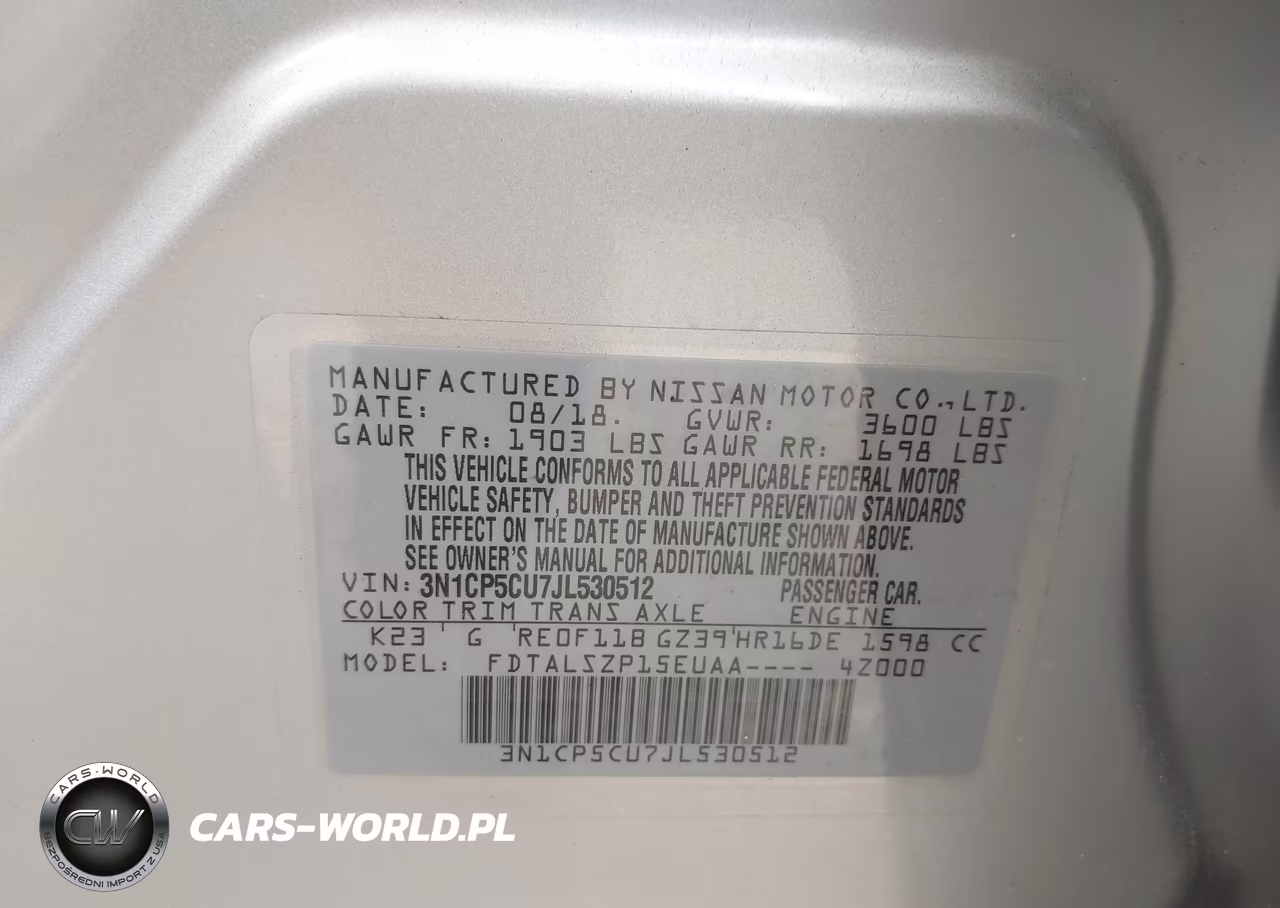 2018 Nissan Kicks Sv VIN:3N1CP5CU7JL530512 - 9