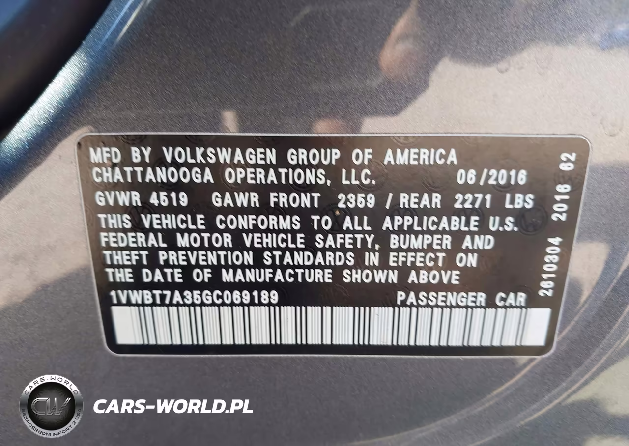 2016 Volkswagen Passat 1.8T Se VIN:1VWBT7A35GC069189 - 9