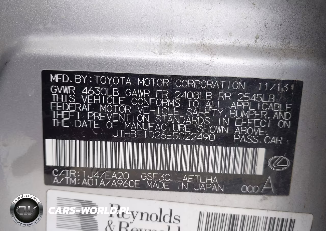 2014 Lexus Is 250 VIN:JTHBF1D26E5022490 - 9