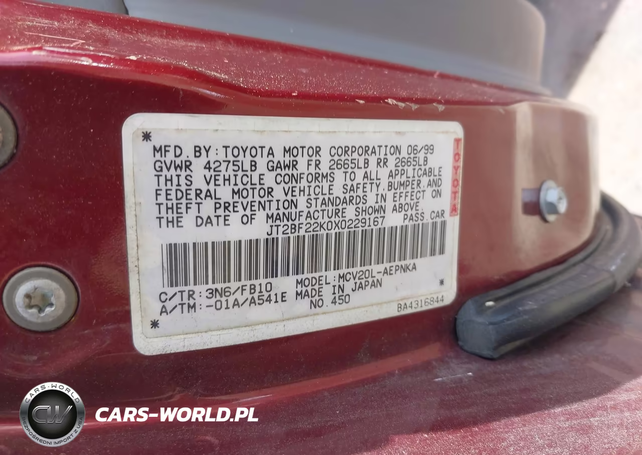 1999 Toyota Camry Le V6 VIN:JT2BF22K0X0229167 - 9