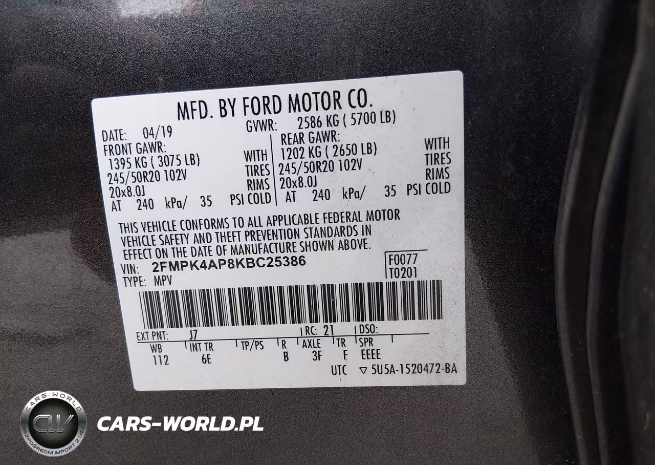 2019 Ford Edge St VIN:2FMPK4AP8KBC25386 - 9