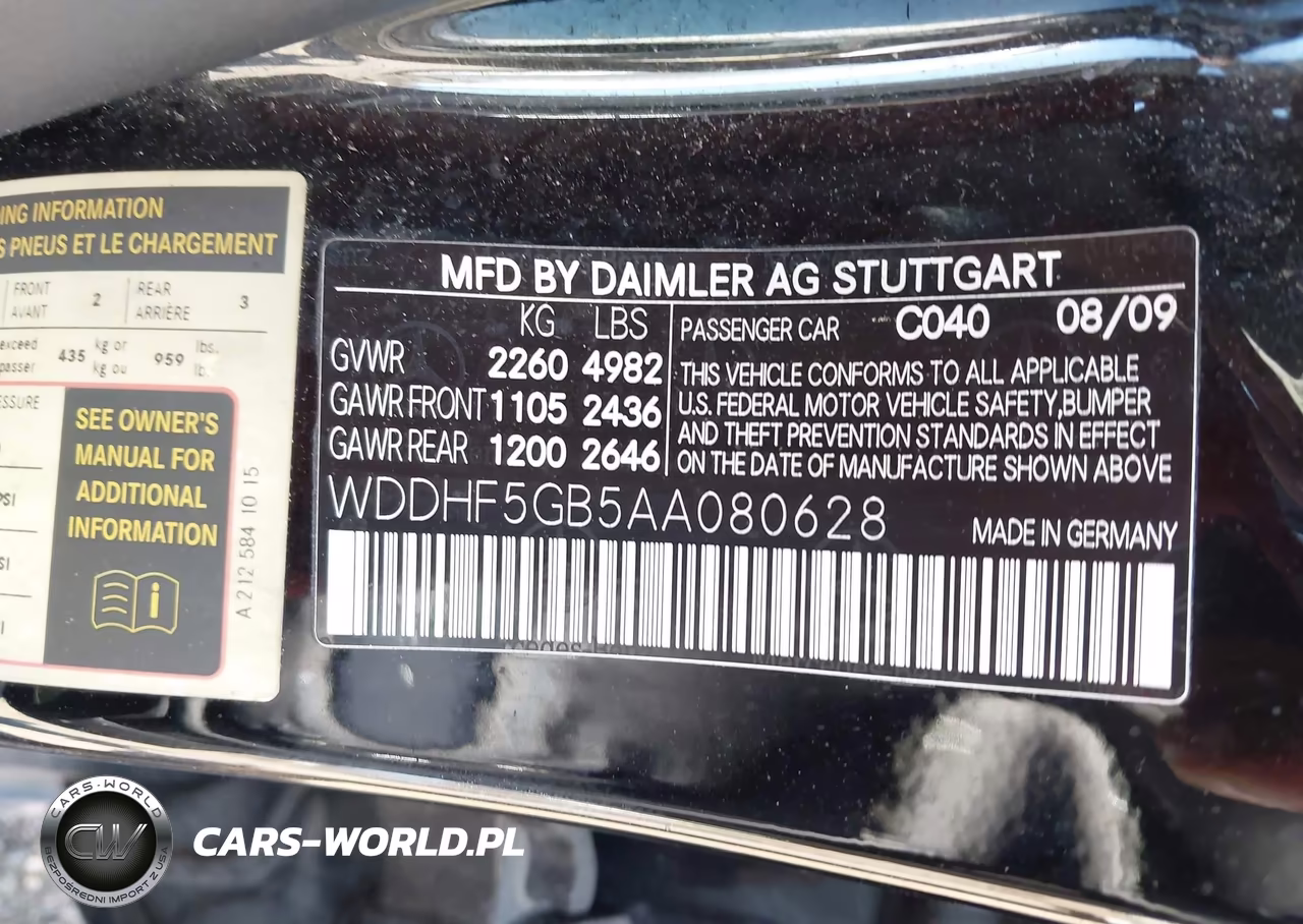 2010 Mercedes-Benz E 350 VIN:WDDHF5GB5AA080628 - 9